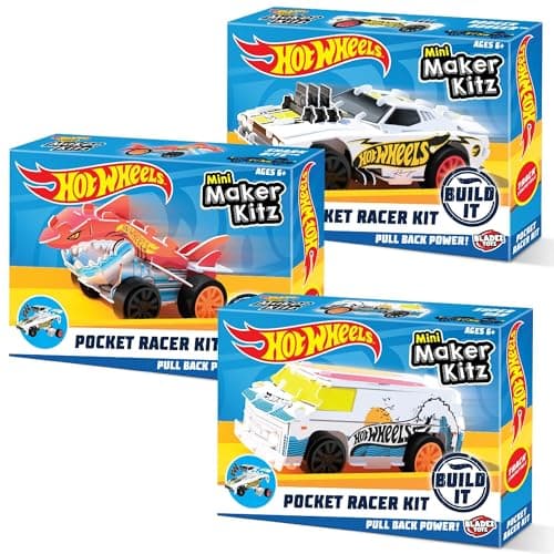 Image of BLADEZ Hot Wheels Toyz Maker Kitz - Build & Race Pull Back Toy Cars for Boys Toys & Kids Toys - Easy Snap-Fit Assembly with Turbo Motors - Compatible with Track - 3 Pack, Pocket Racer
