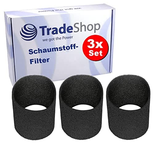 Image of 3x Trade-Shop Foam Filter / Vacuum Cleaner Filter Compatible with Aqua Vac AZ91951-10, Bulldog, EuromacV10, Herkules4000, NTP20, NTP30, NTS20, NTS30