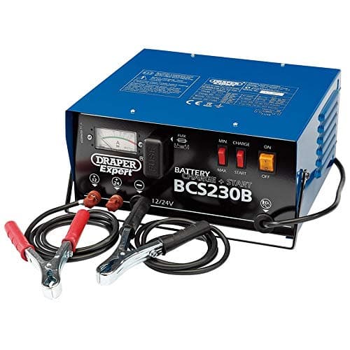 Image of Draper 24561 Expert Battery Starter Charger, 12V/24V, 230A, 30cm x 34cm x 16cm, Blue