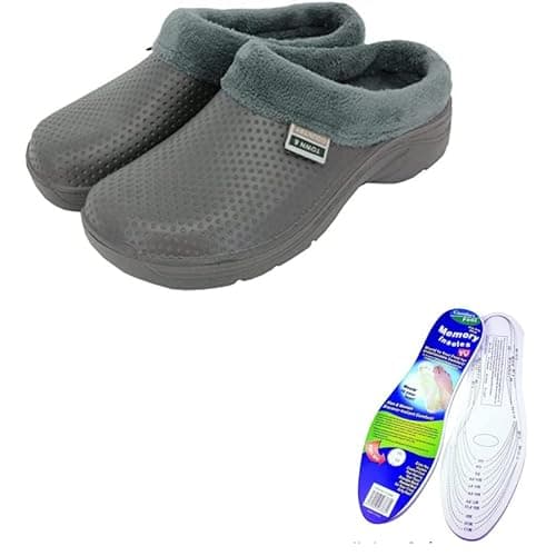 Image of Town & Country Clogs Mens/Womens Ladies Gardening Super Soft Clogs/Cloggies Lightweight Fleece Insole (8 UK, Charcoal Dots)