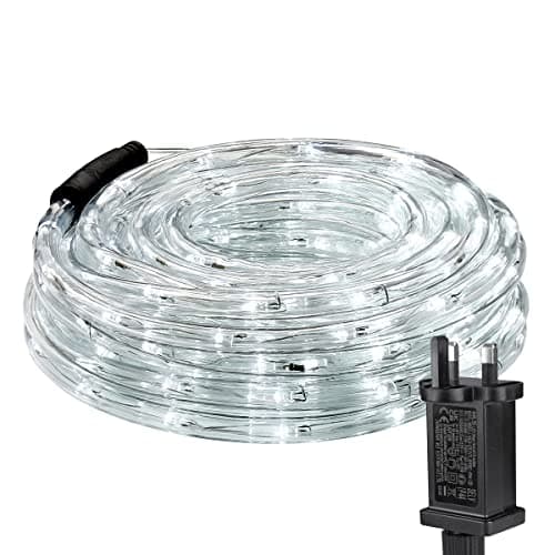 Image of Lepro Outdoor Rope Lights Mains Powered, Connectable, 10m/33ft 240 LED Outdoor Garden Lights Plug in, Bright Cool White, Waterproof 10mm Thick Rope Lighting for Garden, Patio, Tree, Pathway, Christmas