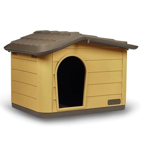 Image of URBNLIVING Plastic Dog House for Small Medium Dogs, Durable Indoor Outdoor Pet Kennel Shelter, Easy Wipe Clean Surface, Air Ventilation Portable, Weather-Resistant, 2 Sizes