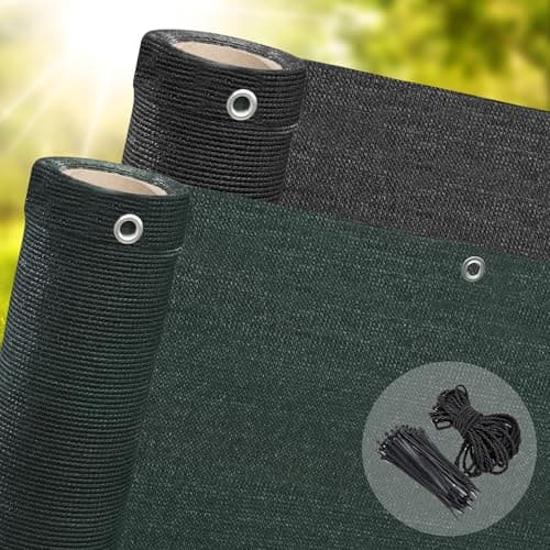 Image of 100% Privacy 320gsm Garden Privacy Screening Fence Screen Netting Balcony Screen Protection Screens Windbreak Overhead Shade Net Waterproof Back Coated Green 1m x 5m Free Cord 25 Zip Ties Inc