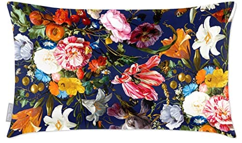 Image of Izabela Peters Cushions With Covers Included, Filled Cushion, Eco-Friendly Velvet Cushions, 60 x 40 cm, Floral Dream - Midnight, Chair Cushions, Sofa Cushions, Seat Cushions