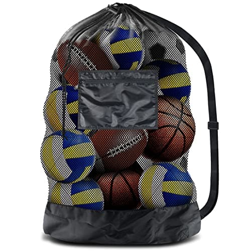 Image of BROTOU Extra Large Football Net Bag, 10-15 Ball Drawstring Storage Mesh Bags with Shoulder Strap for Basketball Volleyball Soccer Rugby Net Ball Training, 30" x 40"