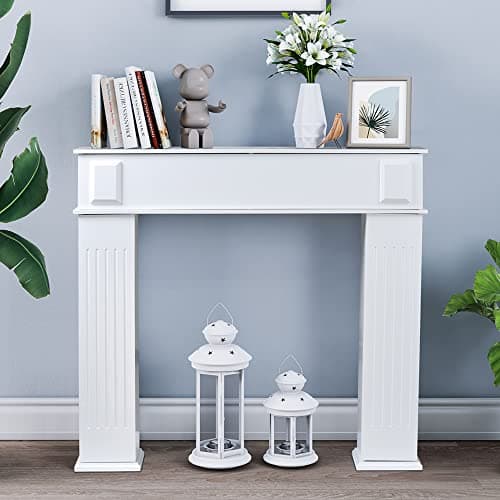 Image of URBNLIVING Fireplace Wooden Surround Storage Classic Chic Decoration for Lounge, Living Room, Sitting Room (White)