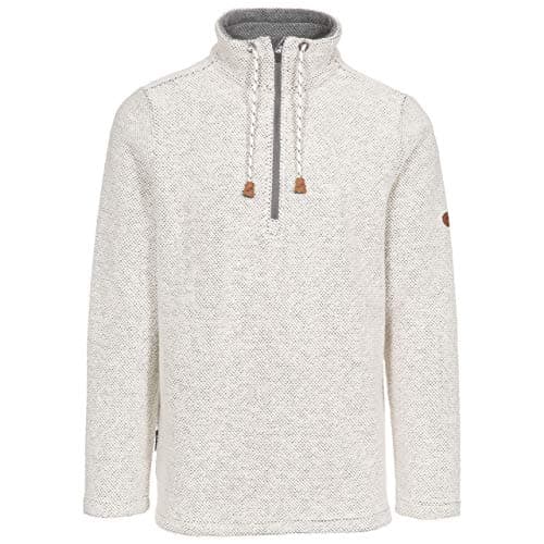 Image of Trespass Mens Casual Sweatshirt Falmouthfloss - Men's Textured Knit Jumper, Half Zip Collar Casual Top, Long Sleeve Pullover Sweater with Collar Drawcord Off-white