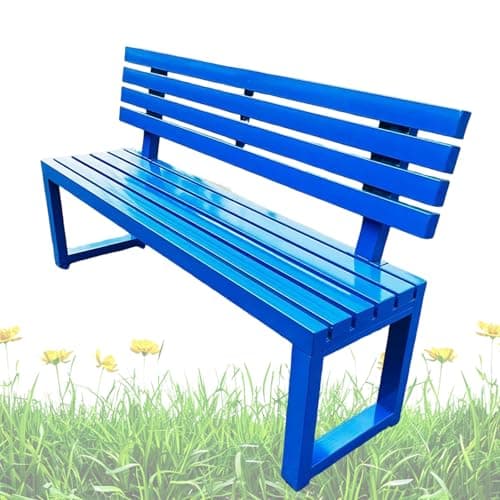 Image of eryssgbf Sturdy Metal Park Bench | All-Weather Steel Construction | Backrest & Armrests | Holds 200kg (2-4 People) | Perfect for Gardens, Patios, Public Spaces (150x40x85cm)