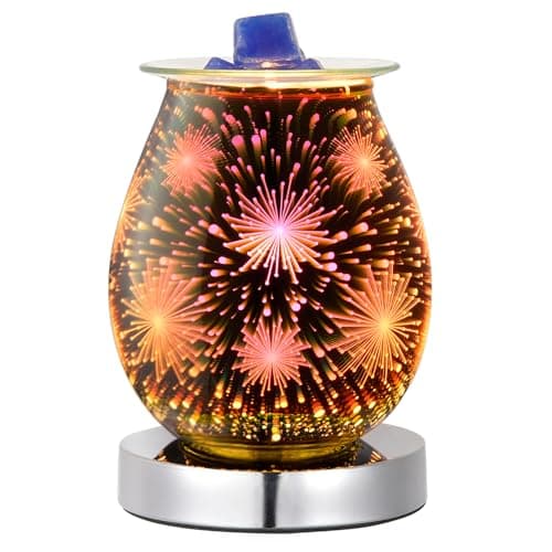Image of Wax Lume Electric Wax Melt Burner - 3D Fireworks Effect Candle Warmer Lamp with Touch Dimmer, Flameless Aroma Warmer Home Decor Gift, UK Plug