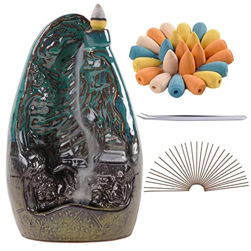 Image of Incense Waterfall - Backflow Incense Burners - 160pcs Backflow Cones + 30 Incense Stick for Relaxation, Purification, Meditation, Yoga Gift