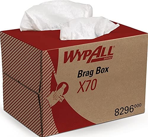 Image of WypAll Cleaning Cloths, Reusable & Absorbent Power Clean Heavy-Duty Wipes, Durable Hydroknit Technology, Brag Box, 1 Box x 192 White Cloths (192 Total), Model Nr. 8296