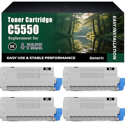 Image of C5550 Toner Cartridge Work for Okidata OKI C5550 C5800 C5900 Printers, High-Capacity 6000 Pages, Clear lines (4 Pack Black)