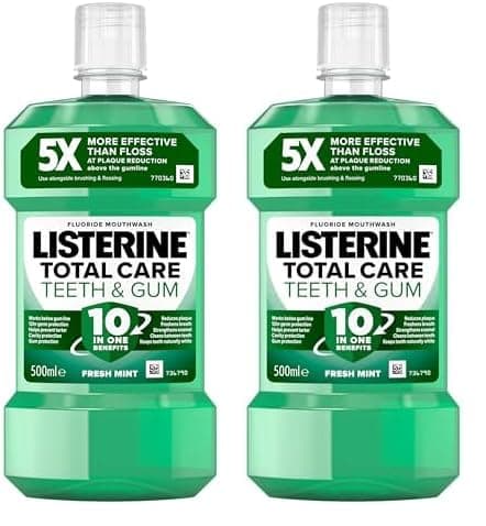 Image of Listerine Total Care Teeth and Gum Mouthwash 500ml (Pack of 2)