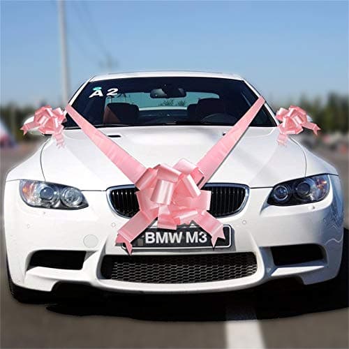 Image of Time to Sparkle 3 Bows + 7M Ribbon Wedding Car Ribbon Decoration Kit Wrapping Large Bow (Baby Pink)