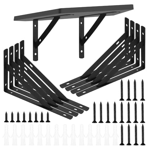 Image of 8 Pieces Shelf Brackets Heavy Duty, Wall Mounted Triangle Shelving Brackets, 90 Degree Right Angle Shelf Supporters Brace Brackets, for Living Room Bedroom (200x120mm/7.87x4.72 inch)