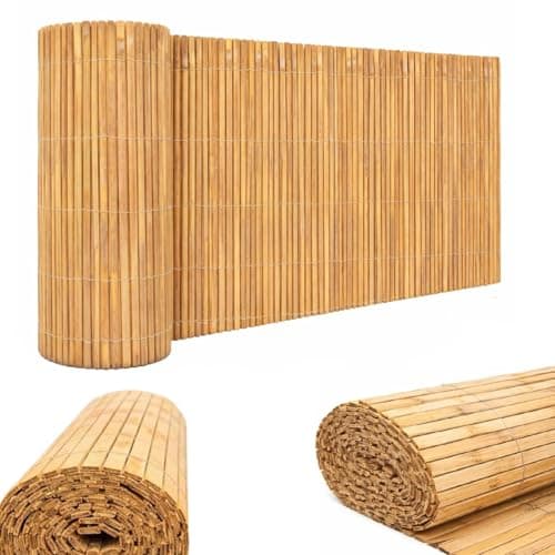 Image of Abaseen Natural Bamboo Garden Fence Covering, Outdoor Privacy Slat Screening (1m x 4m)