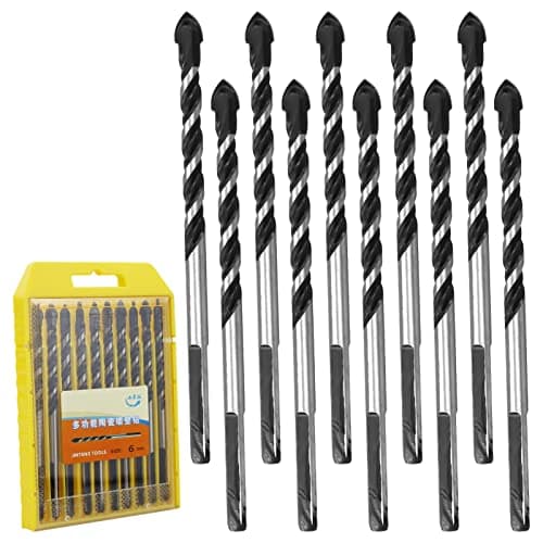 Image of 10PCS 6mm Professional Drill Bit Set for Tile, Porcelain, Ceramic, Concrete, Brick Wall, Glass, Plastic, Cement and Wood - Industrial Strength (6mm x 10pcs)