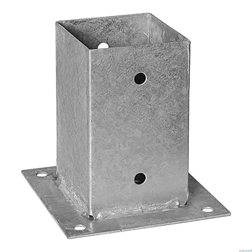 Image of Post Support Base 90mm x 90mm Galvanised Steel Post Holder Made for Wooden Structures
