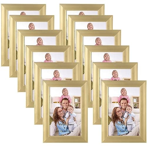 Image of Giftgarden Gold 6x4 Photo Frames 12 Pack, Modern 4x6 Picture Photo Frames for Wall or Tabletop Display