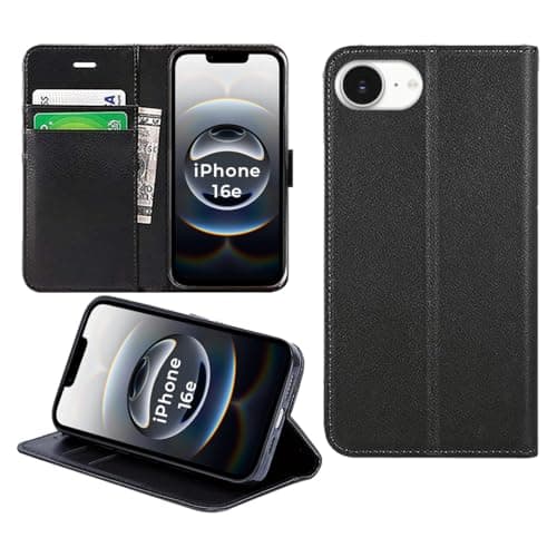 Image of DN-Technology For iPhone 17e/16e Case Flip Wallet [Card Holder] [Magnetic Closure] [Kickstand] PU Leather Shockproof Phone Cover 6.1 inch (BLACK)