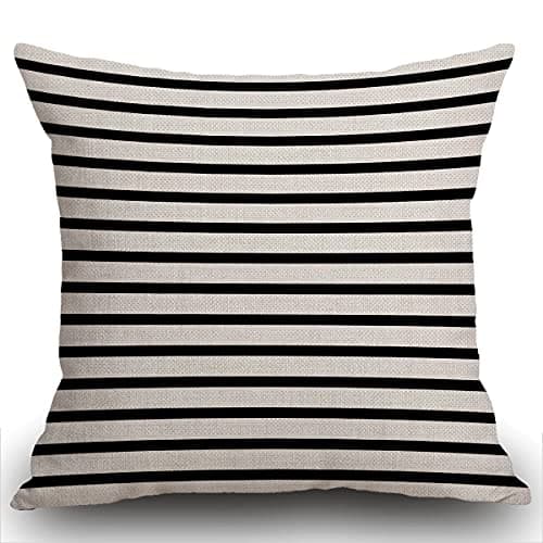 Image of Smooffly Cushion Cover Colorful Garden Black and White Stripes Modern Decorative Throw Pillow Cover Pillow Case Home Decor Square 18 x 18 Inch Pillowcase 45 x 45 cm