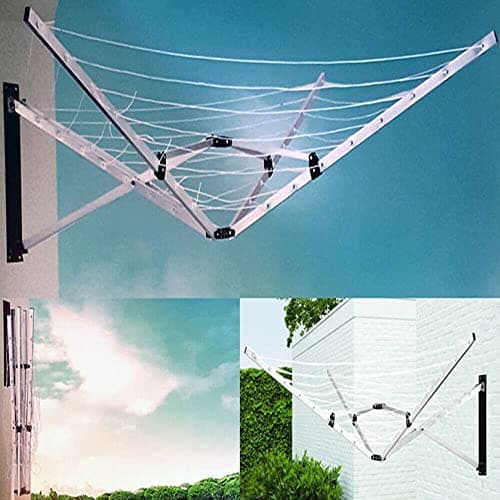 Image of Night Zone 5 Arm Rotary Airer - 26m Washing Line, Wall Mounted, Folding Cloth Airer for Indoor & Outdoor - Aluminum Towel Hanger