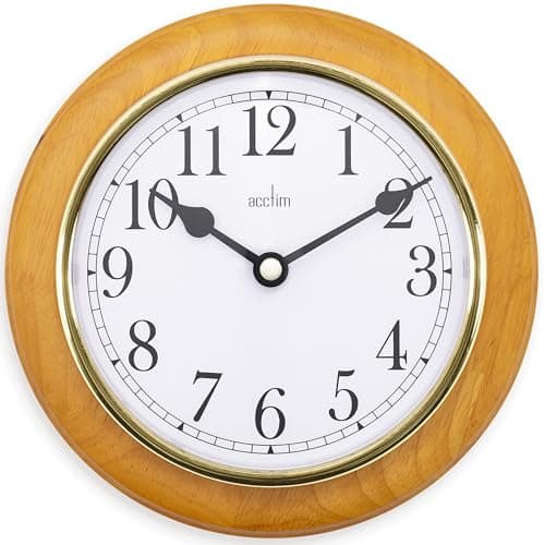 Image of Acctim Maine Wall Clock Quartz Wood Frame Gold Bezel Cherry 20cm 24170