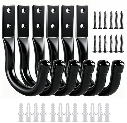 Image of DAZUOQIYUN Heavy Duty Garage Storage Hooks, 6-piece Bike Hooks for Garage Wall, Utility Garage Hooks, Wall Mount J Hook for Hanging, Large Metal Storage Organizer Tool, Extension Cord Hanger