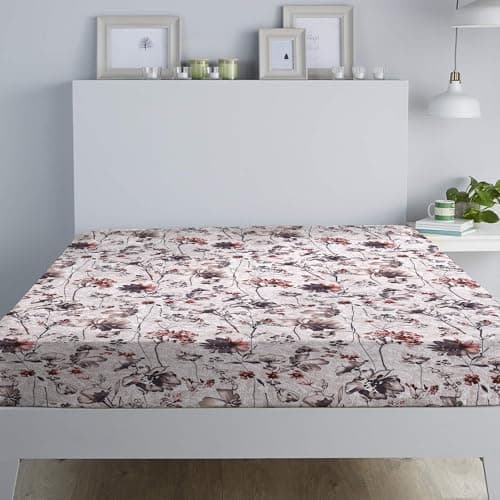 Image of RAYBedding Luxury Printed Floral Fitted Sheet King Size Bed – Deep Fitted Sheet 152x200cm + 35cm Deep Corner Elasticated Sheet