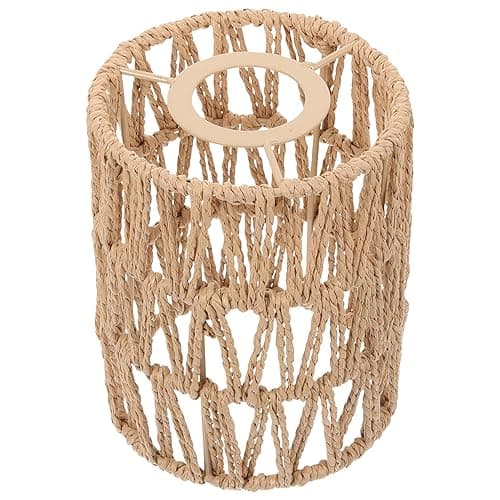 Image of Angoily Drum Lamp Shades Woven Seagrass Small Boho Lamp Shades Rattan Lamp Shade Replacement Cylinder Woven Lampshade for Floor Lamps, Pendant Light, Chandelier, Wall Sconces Light Fixture