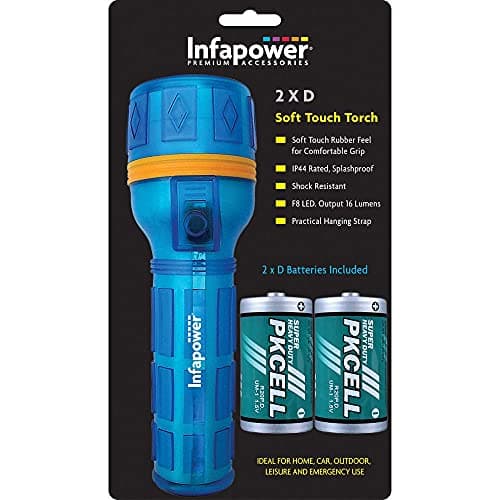 Image of Infapower INFA-F021 Splashproof Soft Touch Torch Rubber Extra Bright F8 LED Torch with Shock Resistance Blue
