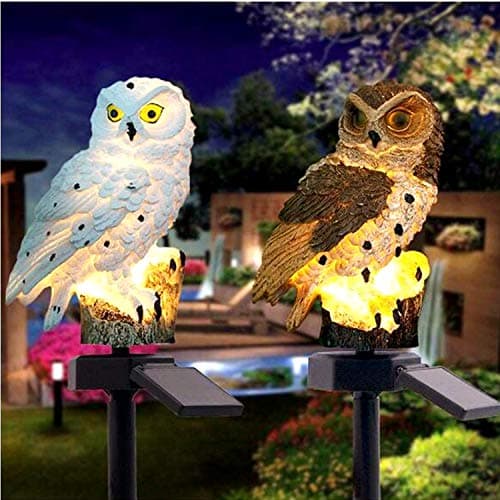 Image of Apluskis Owl Solar LED Garden Light Outdoor Waterproof Lawn Ornament, Decorative Owl Statue Solar Powered Yard Lamp for Patio, Pathway & Garden Décor (White)