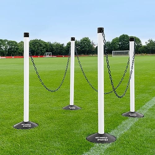Image of FORZA Freestanding Plastic Post & Chain Barrier Set - 5x Colours | 6mm or 8mm Thickness (6mm, White Post & Black Chain)
