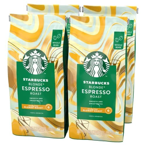 Image of STARBUCKS Blonde Espresso Roast, Blonde Roast, Whole Bean Coffee 450g (Pack of 4)