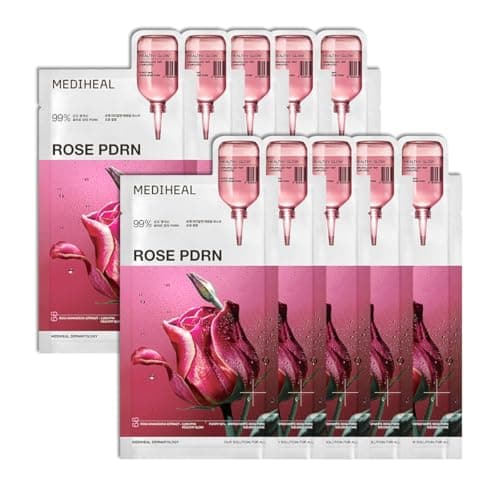 Image of Mediheal Rose Pdrn Essential Sheet Mask Pure White Rose Pdrn & Hyaluronic Acid For Hydrating, Firming, 10 Pcs