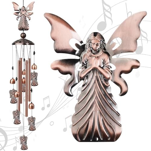 Image of Wind Chime, Gifts Chimes, Outdoor Decorations Wind Chime, Vintage Commemorative Wind Chimes Gift For Mom And Woman, Copper Decoration Birthday And Valentine Gift (Angels)
