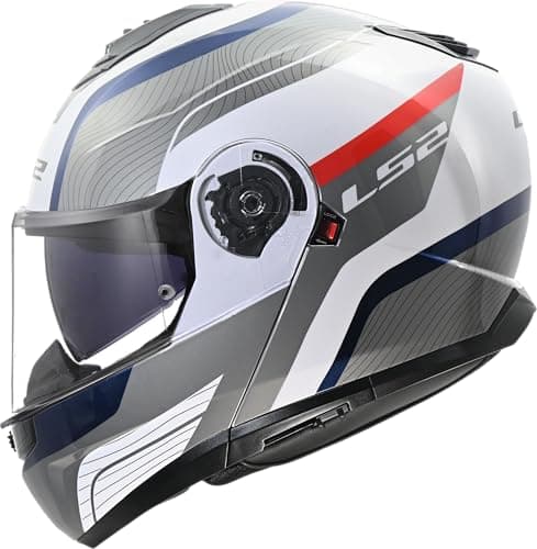 Image of LS2 FF908 STROBE II Modular Flip Front Motorcycle Helmet. MONZA WHITE BLUE RED (XXL) 63-64 cm