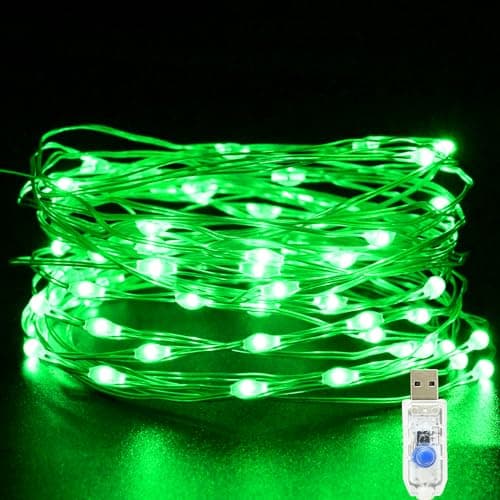 Image of Etopgo Green USB Fairy Lights 5M/16Ft 50 LED Halloween Fairy Lights 8 Lighting Modes Twinkle Fairy String Lights for Halloween Decoration Indoor, Outdoor, Bedroom,Party