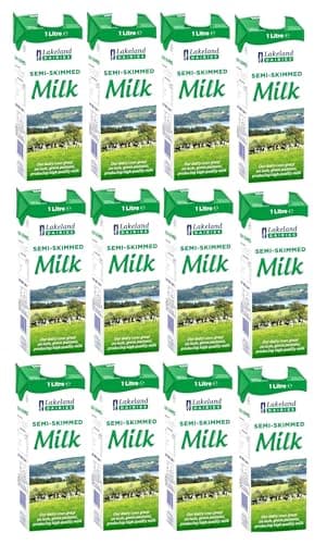 Image of Lakeland Long-life Semi Skimmed UHT Milk, Calcium, High in Protein, 1L (Pack of 12, Total 12000ml)