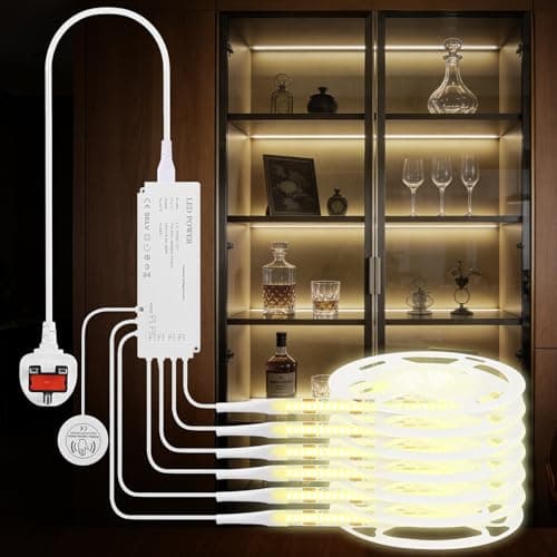 Image of Birnetek 6-in-1 COB LED Strip Light, 6×3.3ft 4000K Neutral White Flexible Led Cob Strip Lights with Touch Sensor, Dimmable Cabinet Cob Light Strip for Kitchen, Wardrobe, Shelf, Showcase