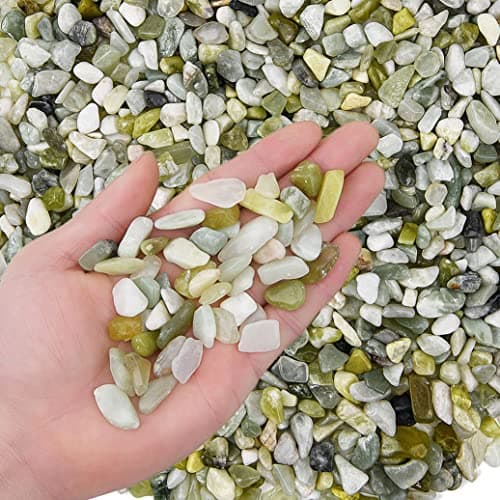 Image of Hisredsun 2.1 lb Decorative Stones,0.3-0.5in Natural Polished Jade Pebbles for Plant Pots,Small River Rocks for Landscaping, Vase Fillers,Succulents,Aquarium and Garden Decoration