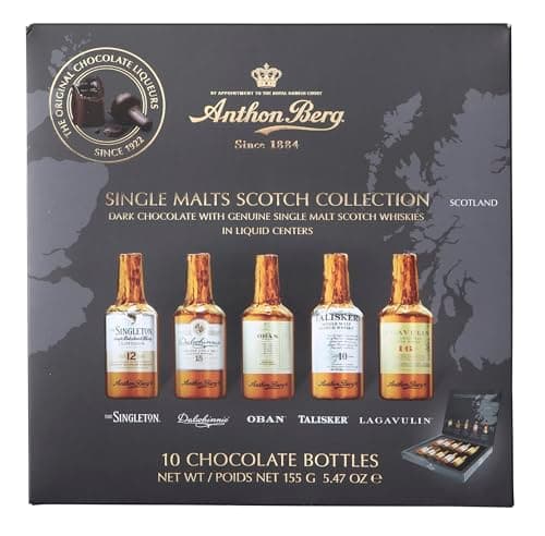Image of Anthon Berg 10 Single Malt Scotch Whisky Liqueurs, with a Delicious Chocolate filling, 155 g (Pack of 1)