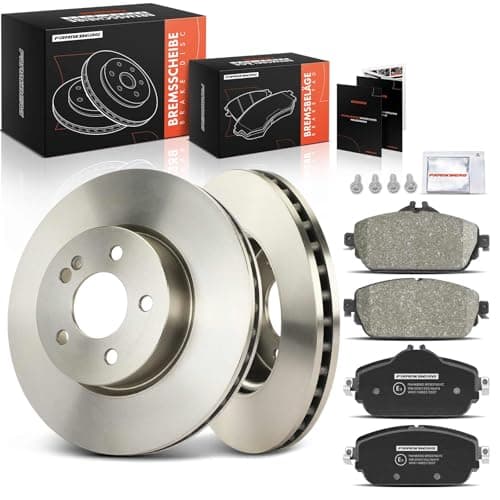 Image of Frankberg Brake Kit incl. 2x Brake Disc + 4x Brake Pad Front Compatible with C-Class T-Model S205 C-Class W205 C-Class Cabriolet A205 Replace# 0004208700