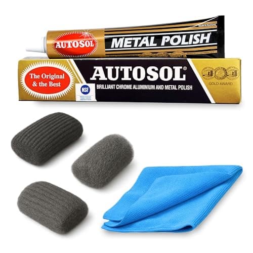 Image of All-Purpose Metal Polish Kit – 3-Grade Steel Wool (0000, 00, 1) & Premium Microfibre Cloth – Chrome, Stainless Steel, Brass, Copper & Silver Cleaner for Car, Bike, Boat & Home
