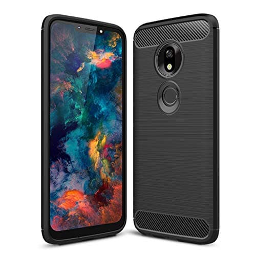 Image of SCL Case for Moto G7 Power - [Black], Carbon Fibre Effect Gel Grip Protection Cover [Anti Scratch][Anti Collision] Case Compatible with Motorola Moto G7 Power
