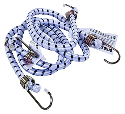 Image of Amtech 2pc Bungee Cords, Heavy-Duty 12 mm with Metal Hooks and Rubber Stops, Stretches to Secure Tarps, Loads and Gear, 36"