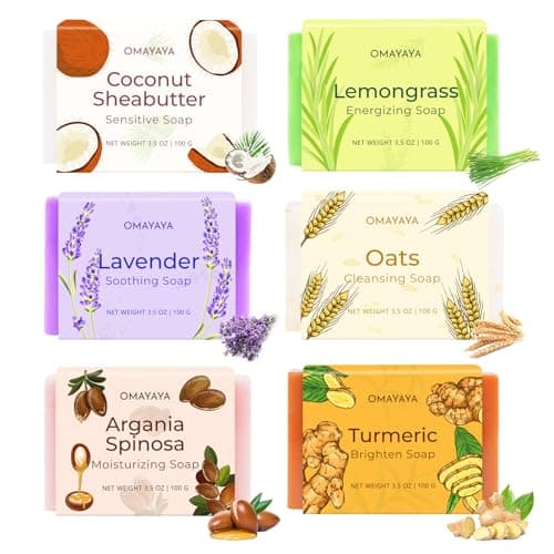 Image of 6Pcs Natural Soap Bars for Women & Men, Handmade Soap Set, Gentle Cleanse Moisturizing Nourishing Skin Bar Soaps for Body & Face, for All Skin Types, Gifts Idea, Gift for Her/Him/Self Care