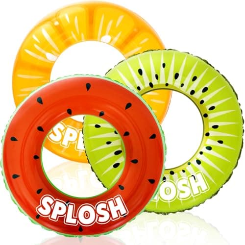 Image of Splosh Inflatable 90cm Rubber Rings - Set of 3 Fruit Swimming Ring Pool Toys - Swim Ring Pool Floats for Kids & Adults