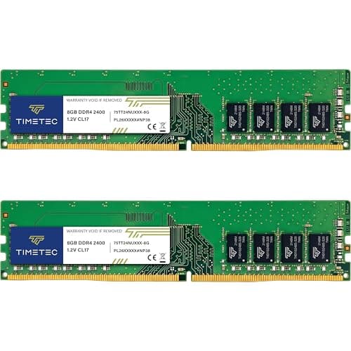 Image of Timetec Premium 16GB KIT (2x8GB) DDR4 2400MHz (PC4-2400T) PC4-19200 UDIMM Desktop RAM – 288-Pin 1.2V CL17 Non-ECC Unbuffered DIMM Memory Module Upgrade
