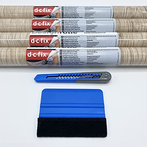 Image of 4 rolls of 67cm x 2m Sanremo Oak Sand d-c-fix Sticky Back Vinyl Furniture Wrap + Application Kit